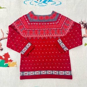 Vintage 1960's Catalina Jacquard Knit High Square Neck Hippie Sweater Size 36